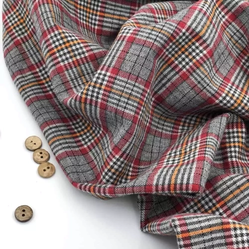 Tkanina Bawełniana w Kratę w Kolorze Czerwonym