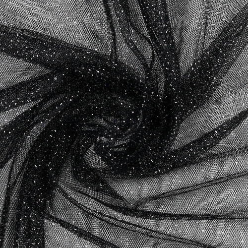 Tiul z brokatem czarny