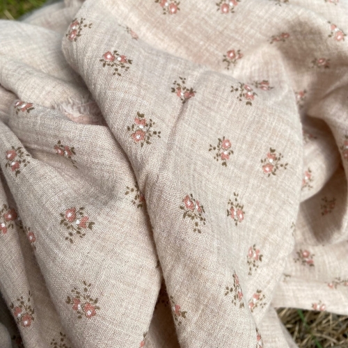 Muślin Melanż w kwiaty