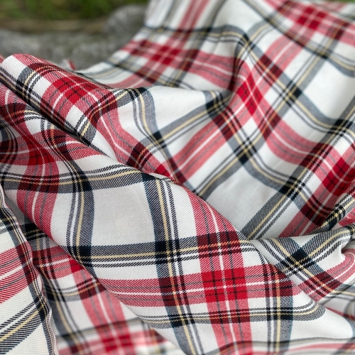 Tkanina w kratę ecru