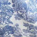 Popelina Toile de Jouy Niebieska