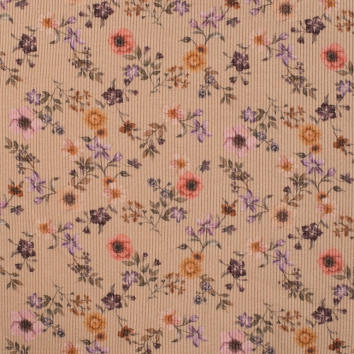 Dzianina Prążek kwiaty nadruk cyfrowy