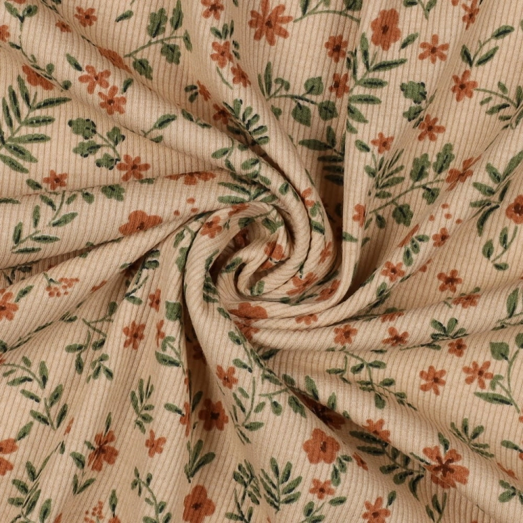 Dzianina prążkowana w kwiaty boso