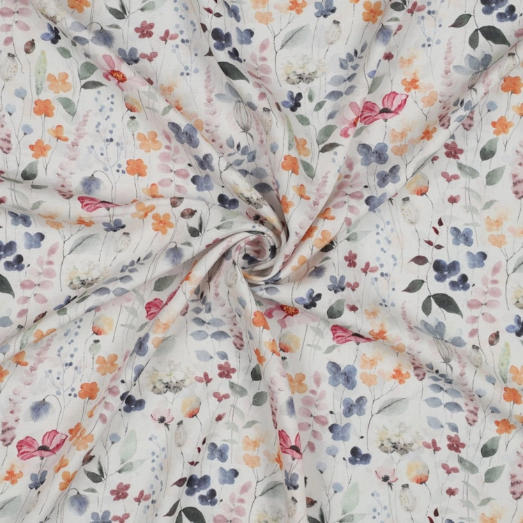 Tkanina wiskozowa w pastelowe kwiaty