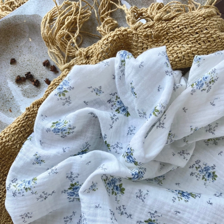 Muślin w błękitne kwiatuszki