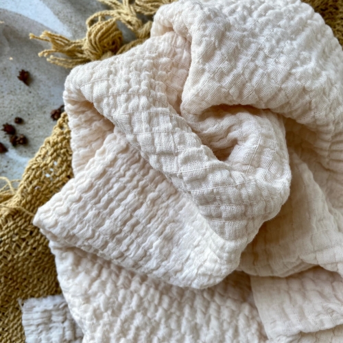 Muślin z elastyczną nicią w kolorze waniliowym