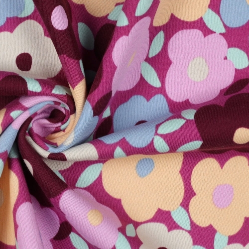 dzianina w duże kwiaty