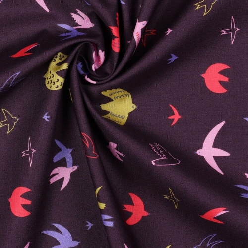 Popelina Bawełniana w Kolorowe Ptaki Popcouture