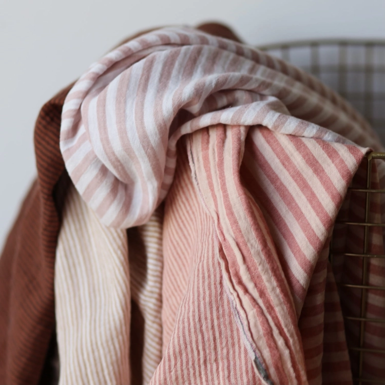 Muślin bawełniany dwustronny w paski