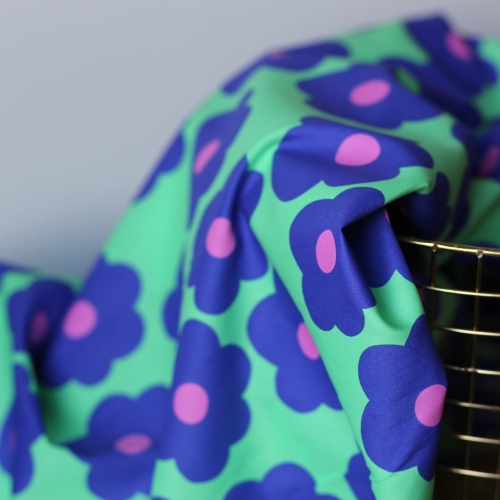 Batyst Bawełniany Duże Kwiaty Melow - Mięta 