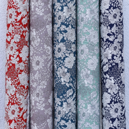 Kolekcja tkanin Bawełnianych Premium Kathe: miętowa, granatowa, czerwona, głęboki turkus, brudny róż